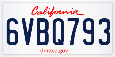 CA license plate 6VBQ793