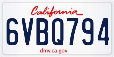CA license plate 6VBQ794