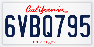 CA license plate 6VBQ795
