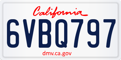 CA license plate 6VBQ797