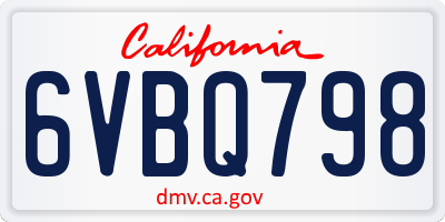 CA license plate 6VBQ798