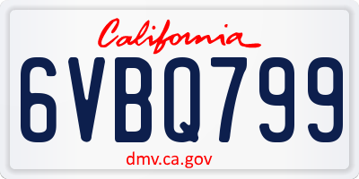 CA license plate 6VBQ799