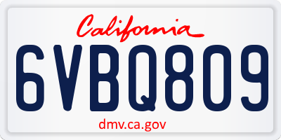 CA license plate 6VBQ809