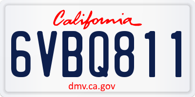 CA license plate 6VBQ811