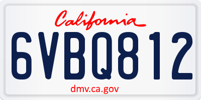 CA license plate 6VBQ812