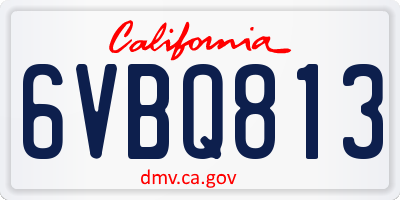 CA license plate 6VBQ813