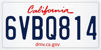 CA license plate 6VBQ814