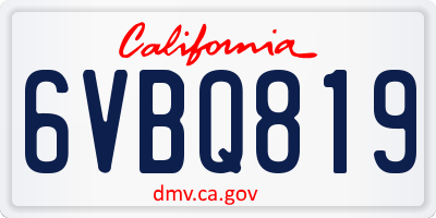 CA license plate 6VBQ819