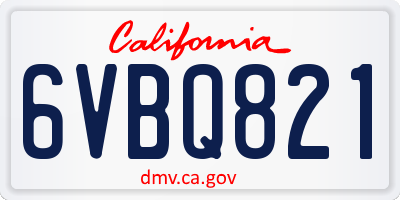 CA license plate 6VBQ821