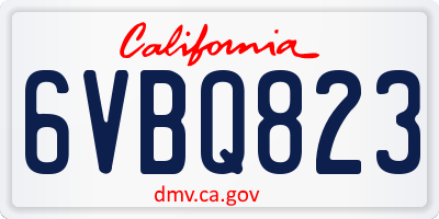 CA license plate 6VBQ823