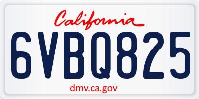CA license plate 6VBQ825