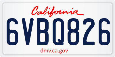 CA license plate 6VBQ826