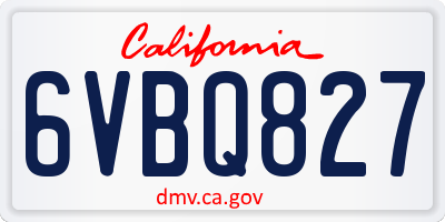 CA license plate 6VBQ827