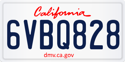 CA license plate 6VBQ828