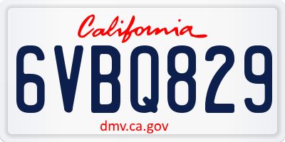 CA license plate 6VBQ829