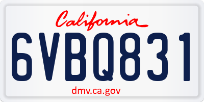 CA license plate 6VBQ831