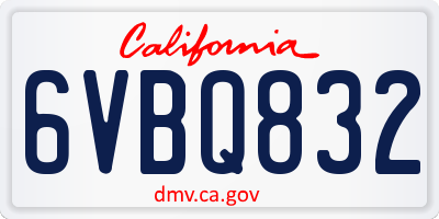 CA license plate 6VBQ832