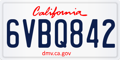 CA license plate 6VBQ842