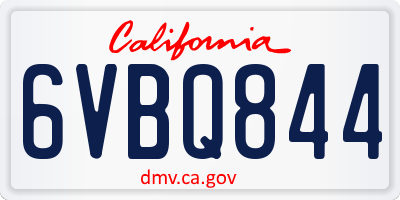 CA license plate 6VBQ844