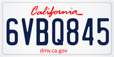 CA license plate 6VBQ845
