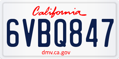 CA license plate 6VBQ847