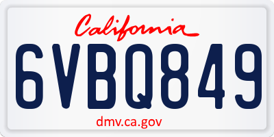 CA license plate 6VBQ849