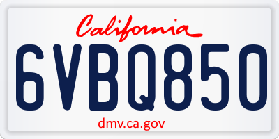 CA license plate 6VBQ850