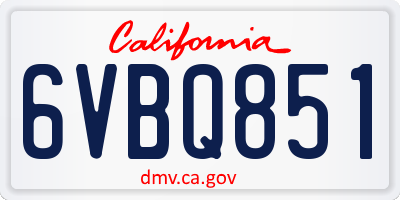 CA license plate 6VBQ851