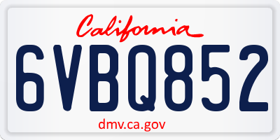 CA license plate 6VBQ852