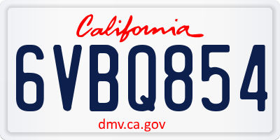CA license plate 6VBQ854