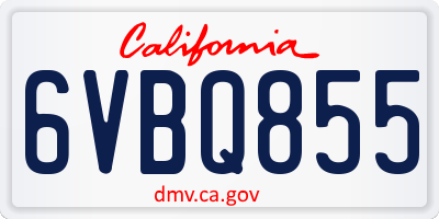 CA license plate 6VBQ855
