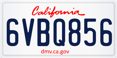 CA license plate 6VBQ856