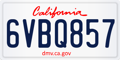 CA license plate 6VBQ857