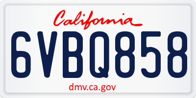 CA license plate 6VBQ858