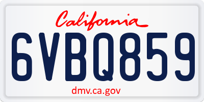 CA license plate 6VBQ859