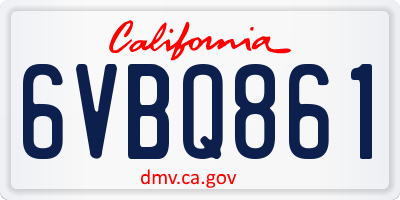CA license plate 6VBQ861