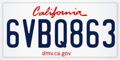 CA license plate 6VBQ863