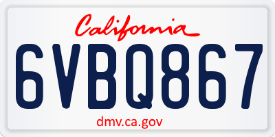 CA license plate 6VBQ867