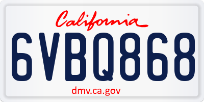 CA license plate 6VBQ868