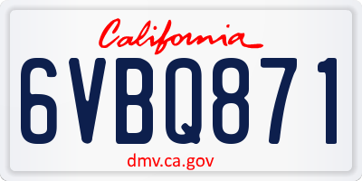 CA license plate 6VBQ871