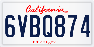 CA license plate 6VBQ874