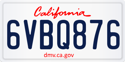 CA license plate 6VBQ876