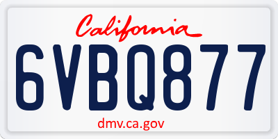 CA license plate 6VBQ877