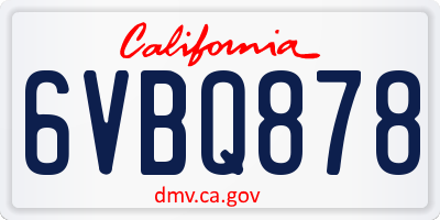 CA license plate 6VBQ878