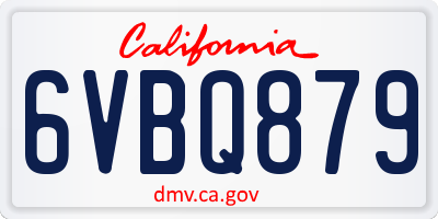 CA license plate 6VBQ879