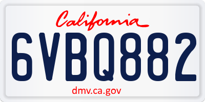 CA license plate 6VBQ882