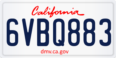 CA license plate 6VBQ883