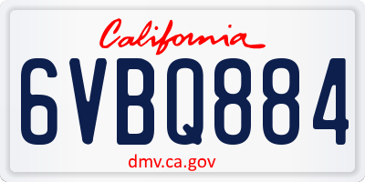 CA license plate 6VBQ884