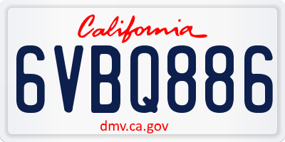 CA license plate 6VBQ886