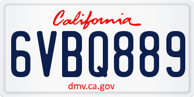 CA license plate 6VBQ889